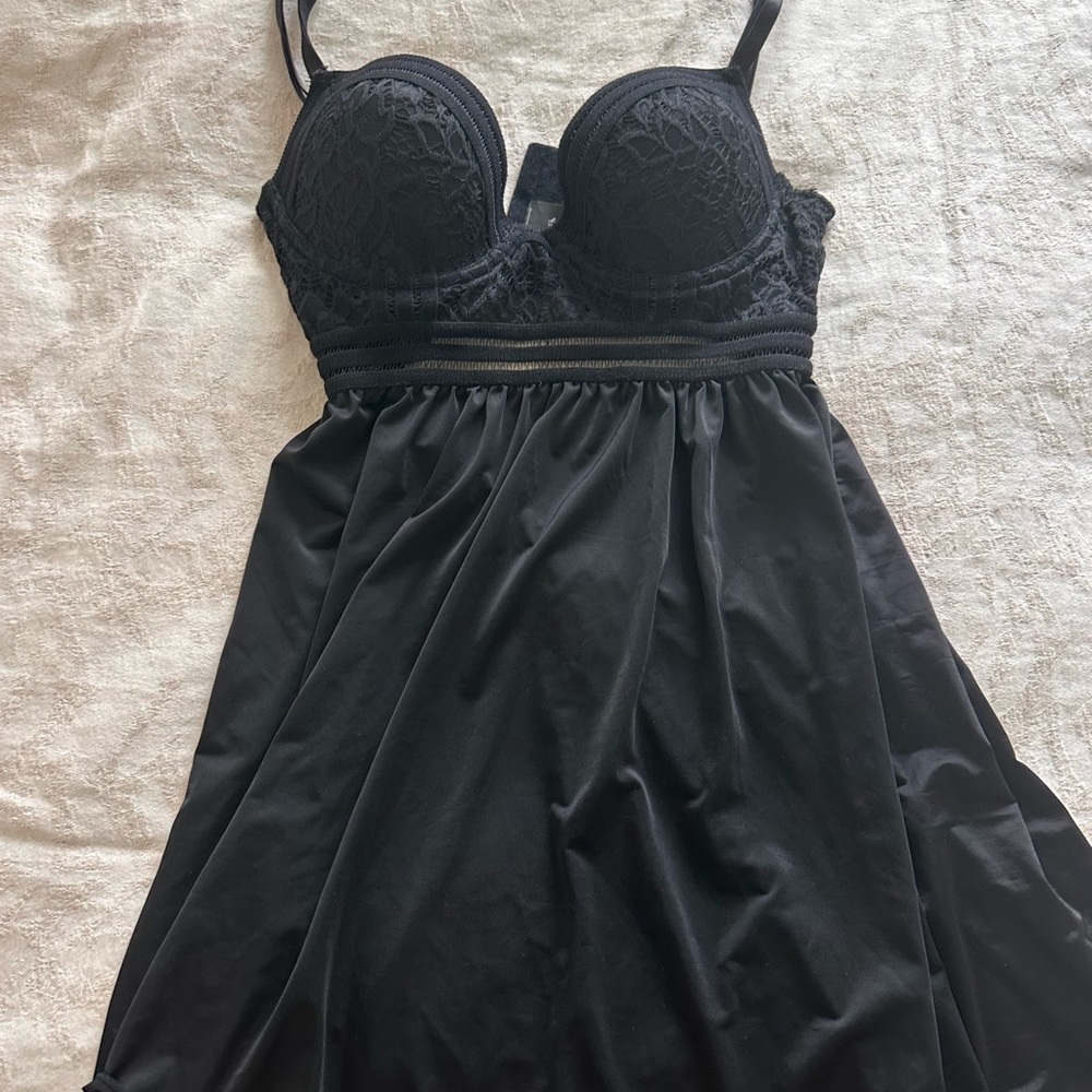 Black Lace Bustier Nightdress - Women Intimates